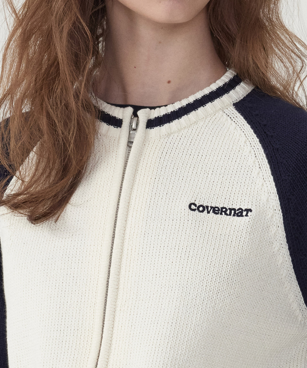 WOMEN'S VARSITY ZIP-UP KNIT CARDIGAN