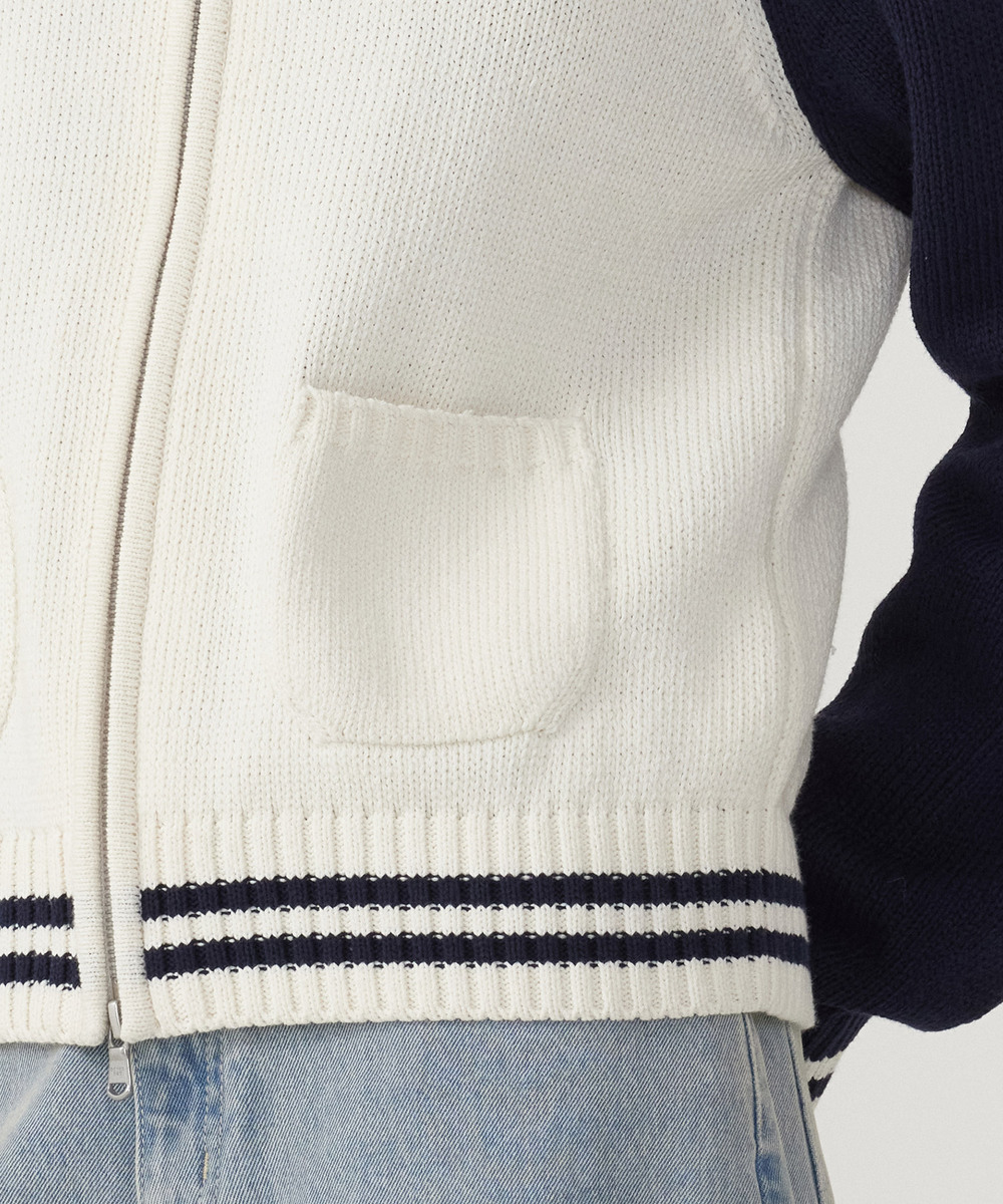 WOMEN'S VARSITY ZIP-UP KNIT CARDIGAN