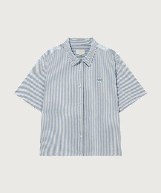 WOMEN SEERSUCKER HALF SHIRT