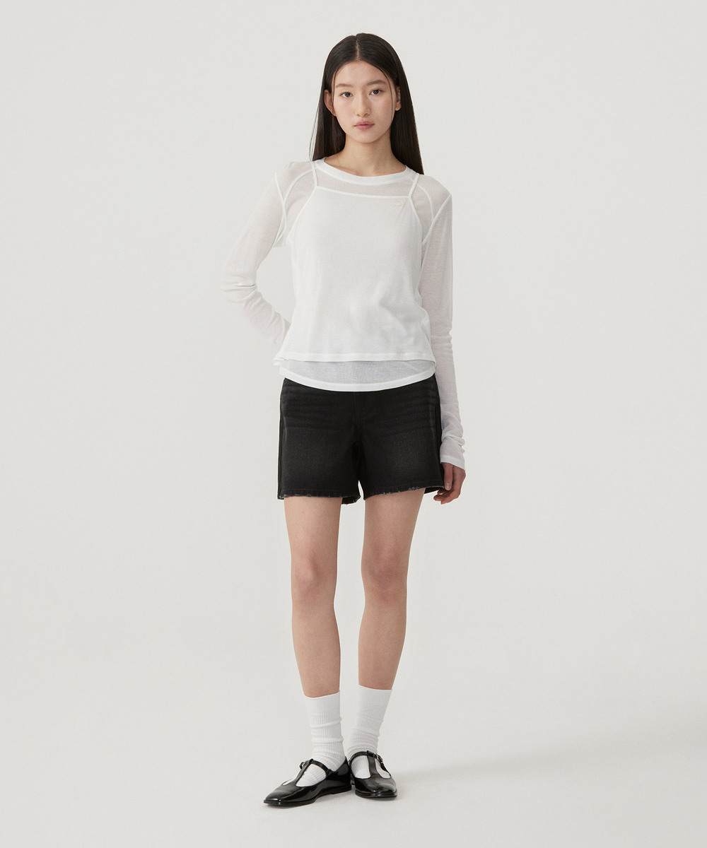 WOMEN'S SHEER LAYERED LONG SLEEVE