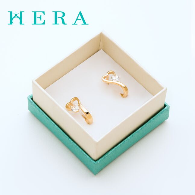 Монет ээмэг /Зүрх циркон шигтгээтэй/