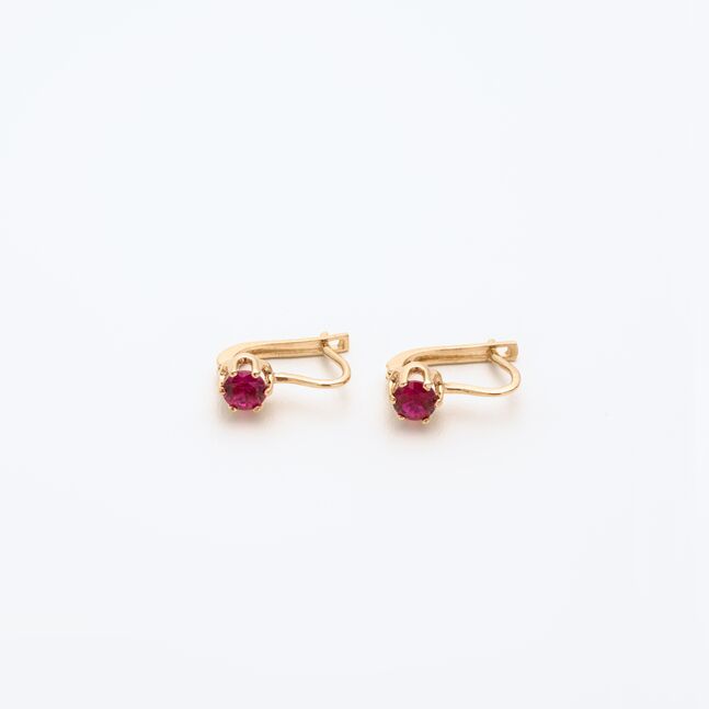 Монет ээмэг /Ягаан шигтгээтэй/