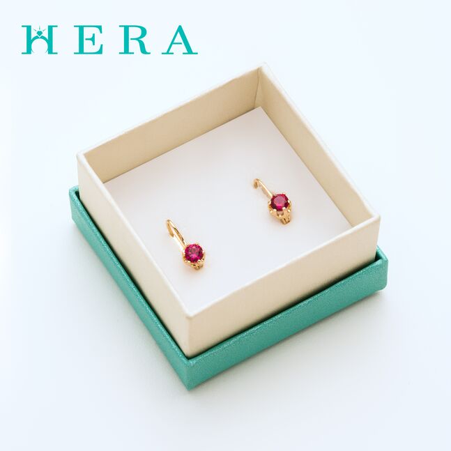 Монет ээмэг /Ягаан шигтгээтэй/