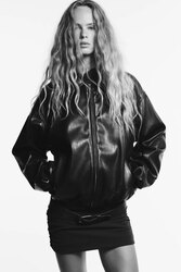 Faux leather bomber jacket 