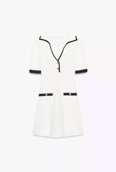 Ribbed dress with metal buttons 