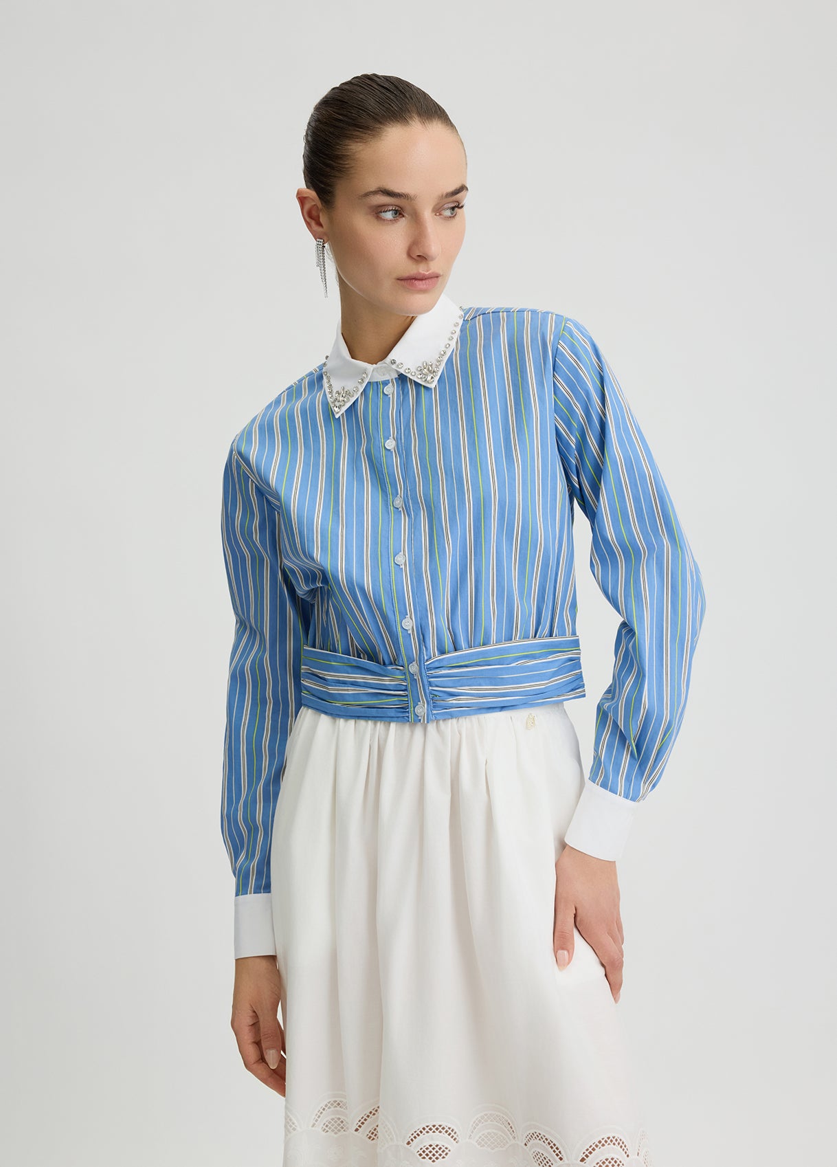 BLOUSE W. WOVEN