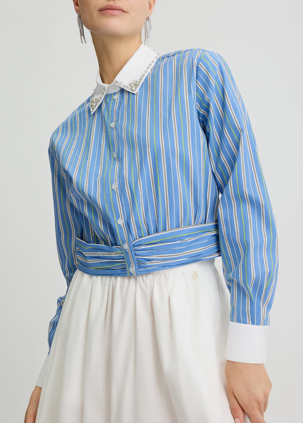 BLOUSE W. WOVEN