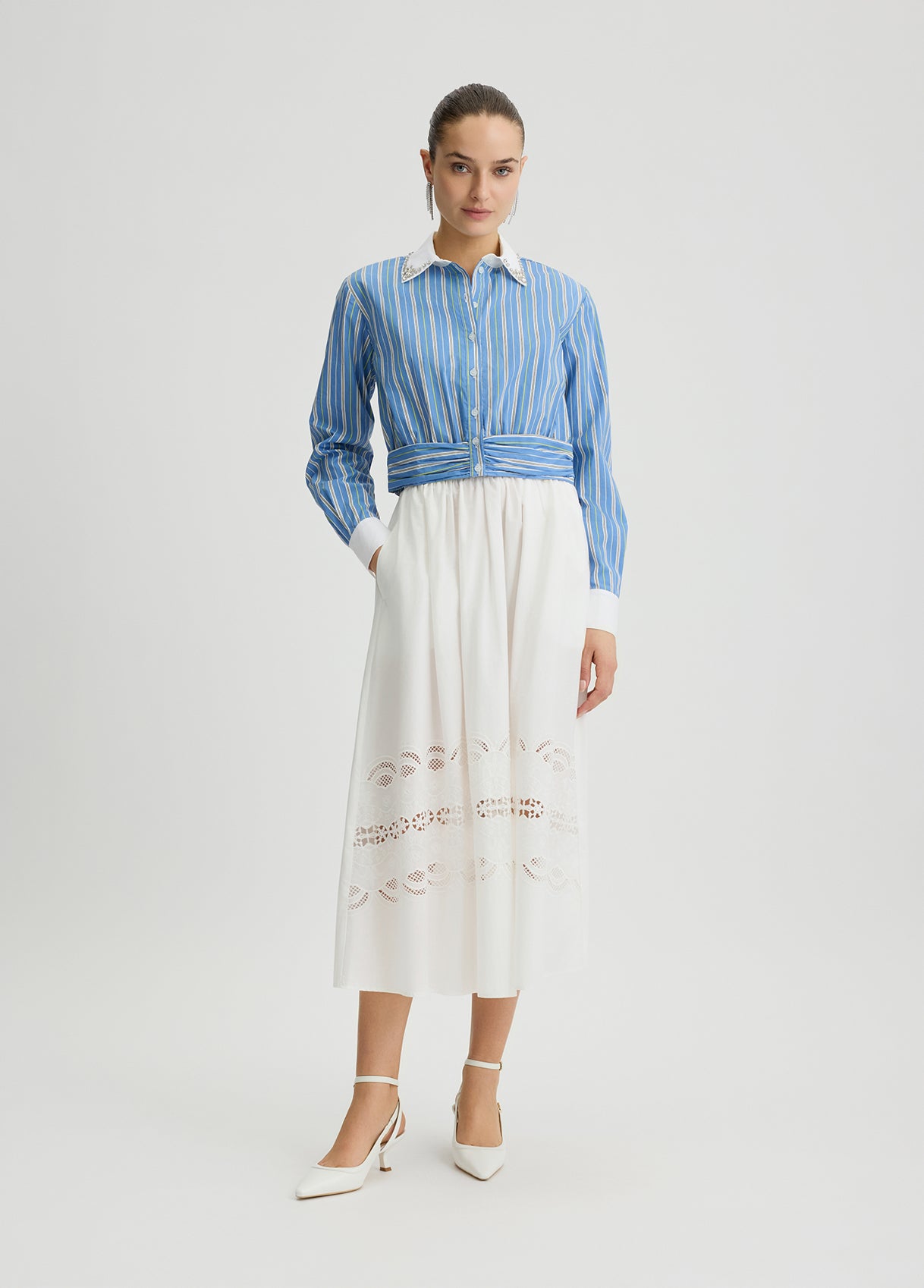 BLOUSE W. WOVEN