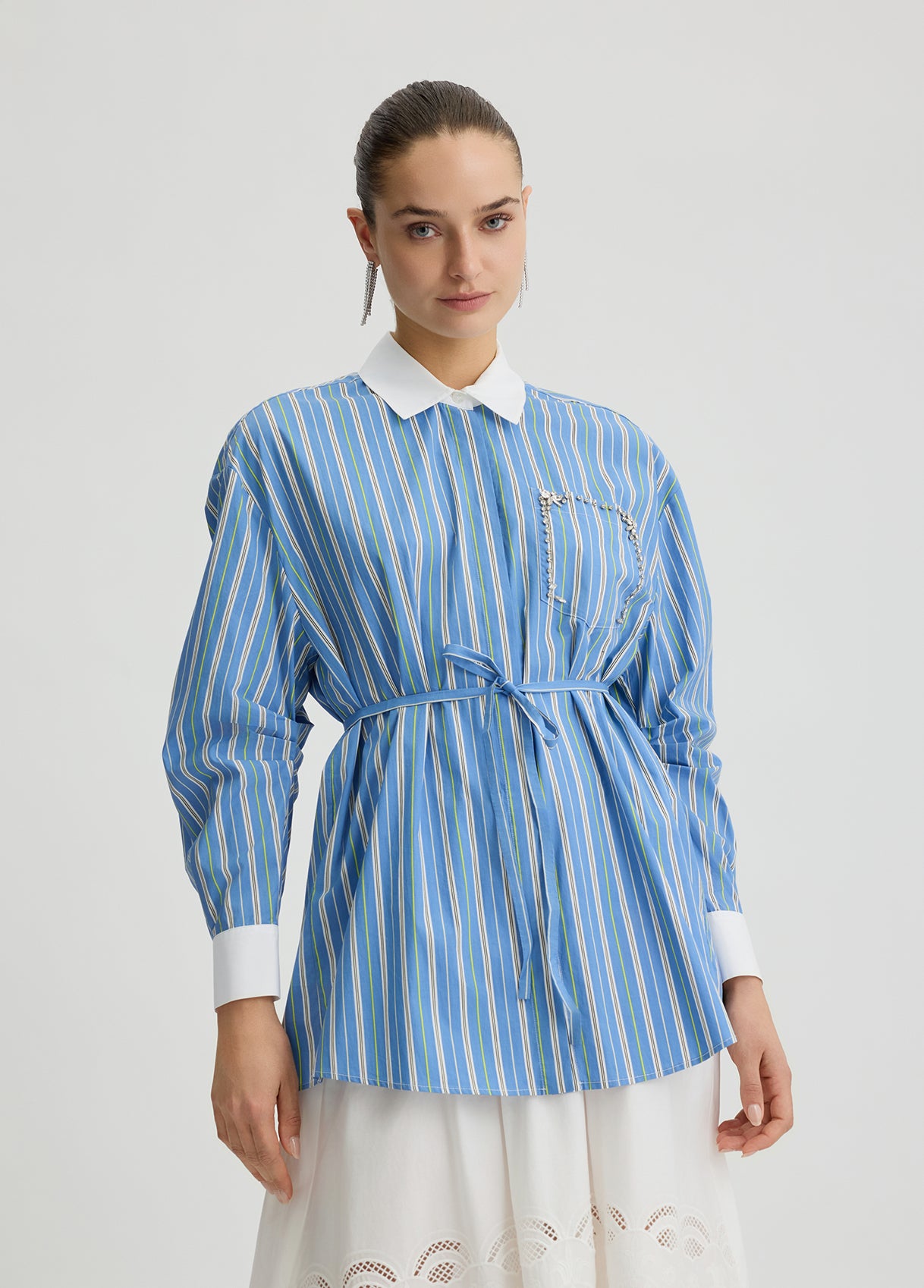 BLOUSE W. WOVEN