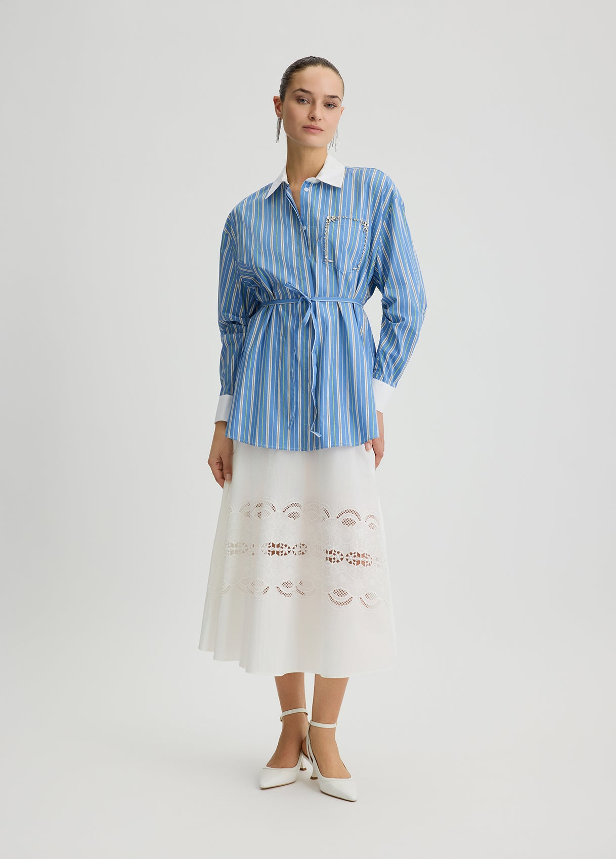 BLOUSE W. WOVEN