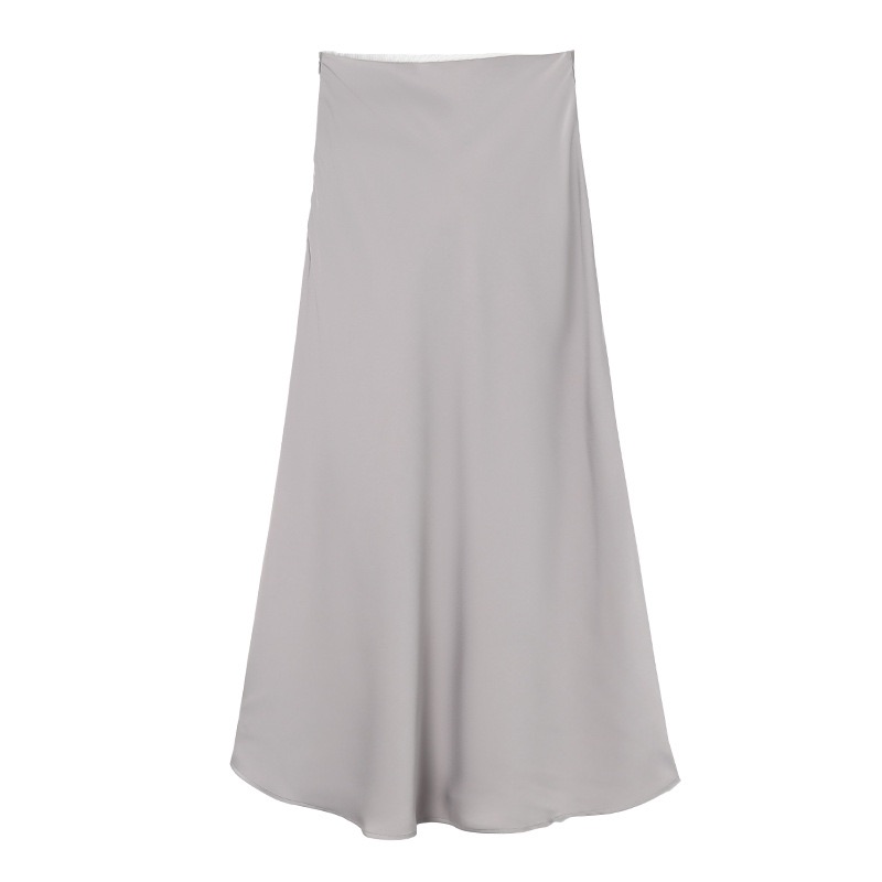 Silk midi skirt grey