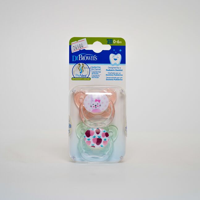 Prevent Butterfly Soother Stage 1 Pink 2-Pack
