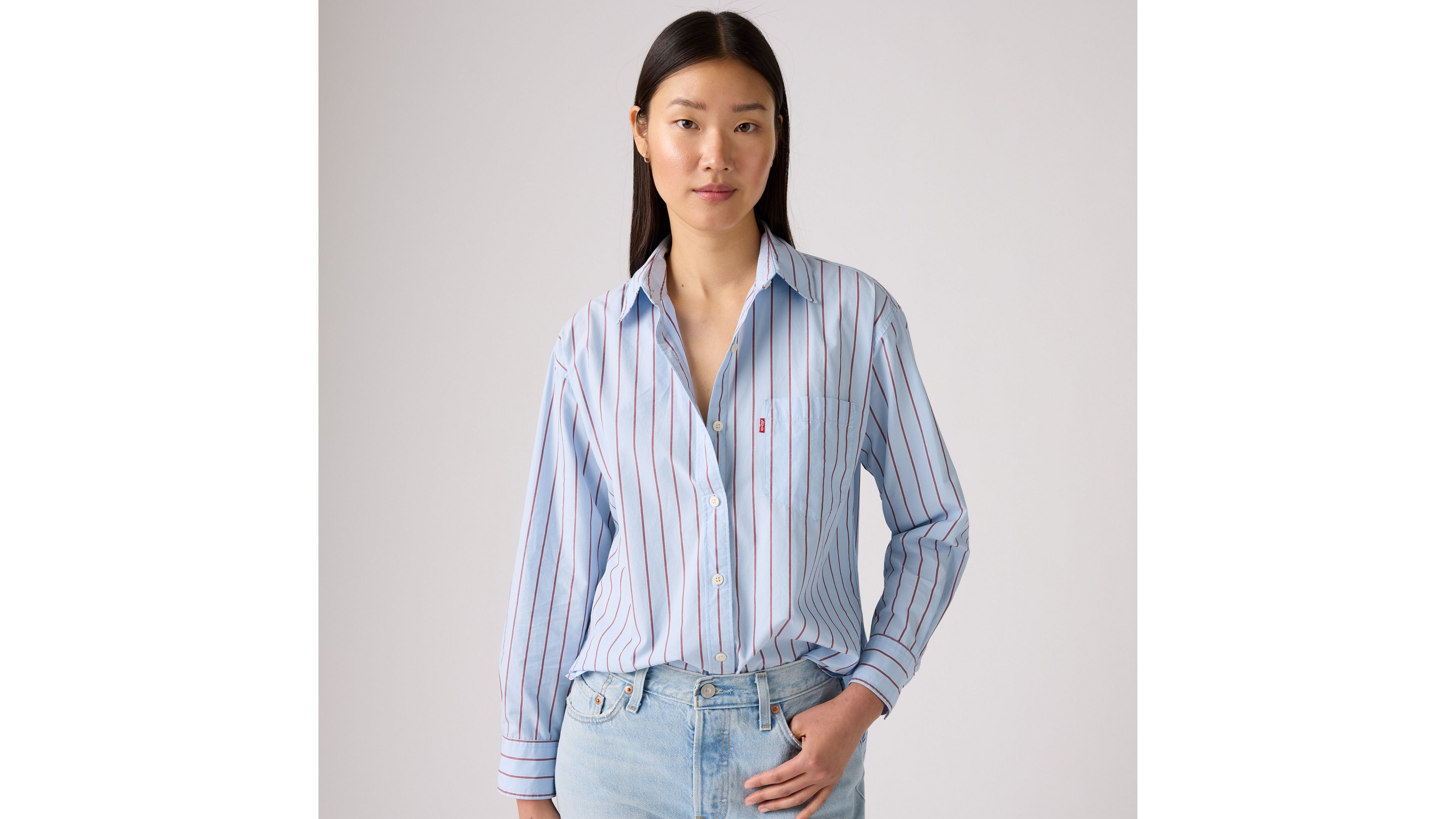 HARLIE BOYFRIEND SHIRT HUG STRIPE CHAMB