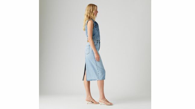 HR BACK SLIT SKIRT RIVETING CLEAN HEM