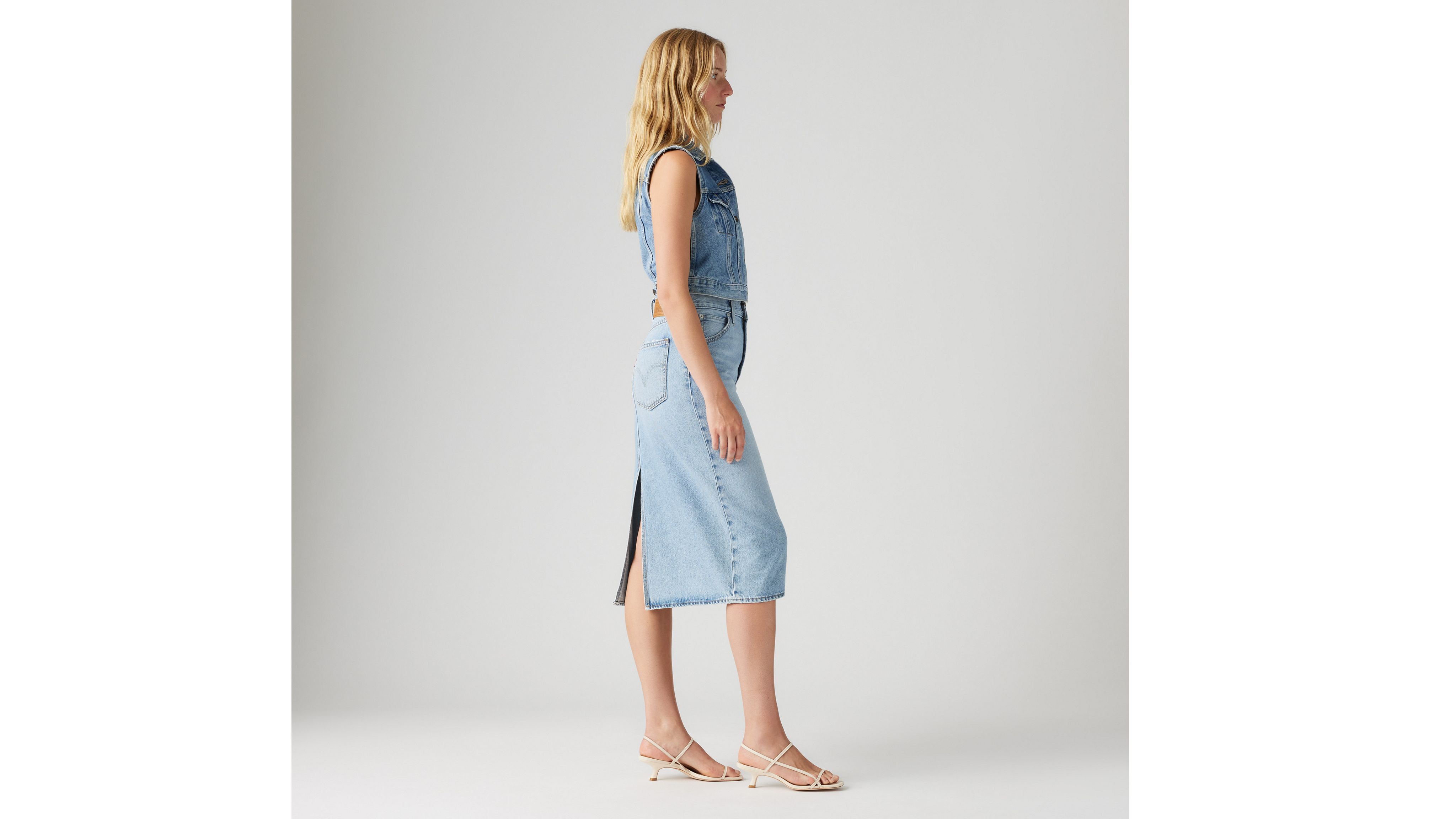 HR BACK SLIT SKIRT RIVETING CLEAN HEM