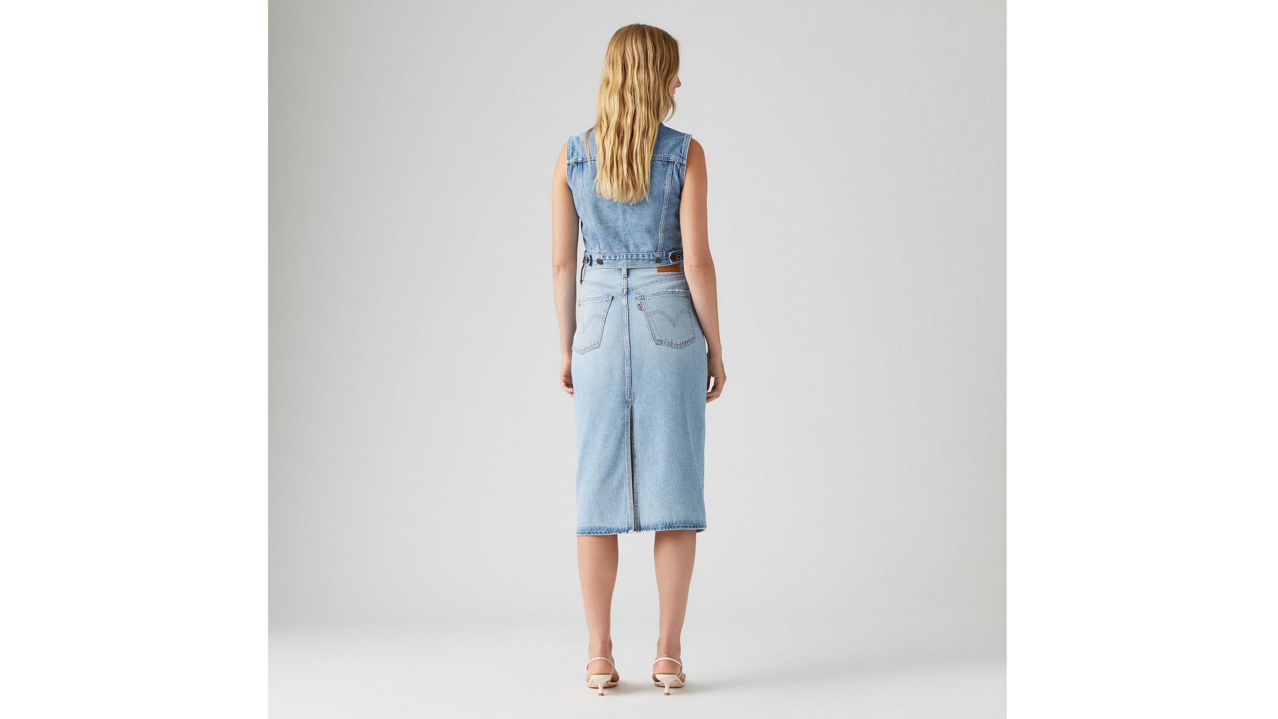 HR BACK SLIT SKIRT RIVETING CLEAN HEM