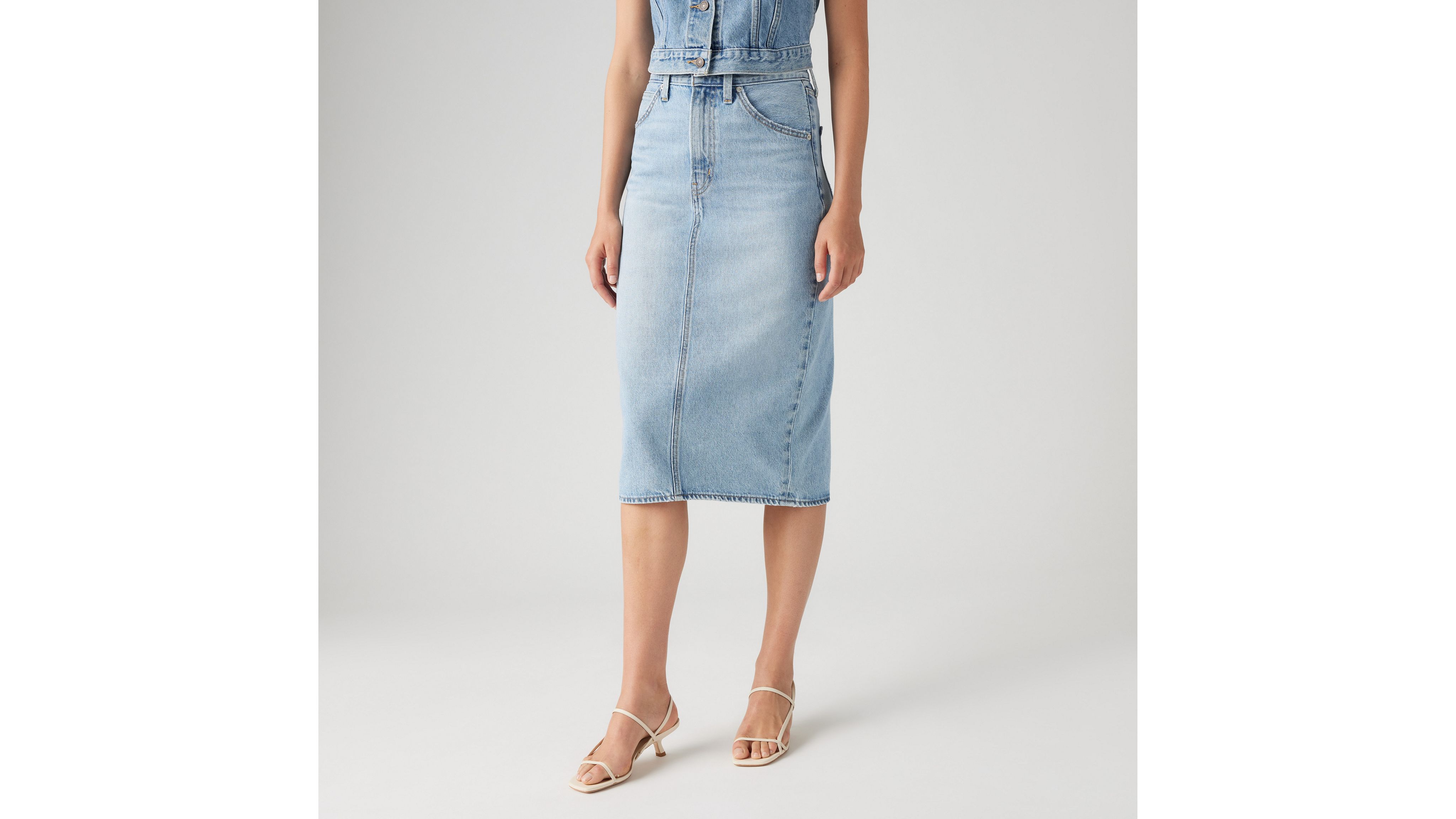 HR BACK SLIT SKIRT RIVETING CLEAN HEM