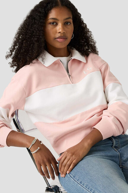 GR BANKS 1/4 ZIP COLLAR LS N PEACHSKIN/