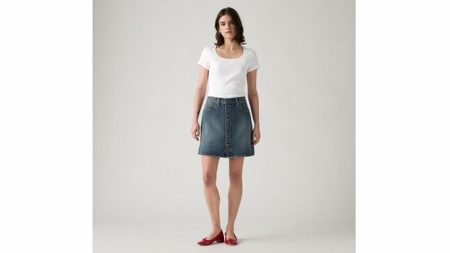 RETRO BUTTON FRONT SKIRT EIGHT TRACK SK
