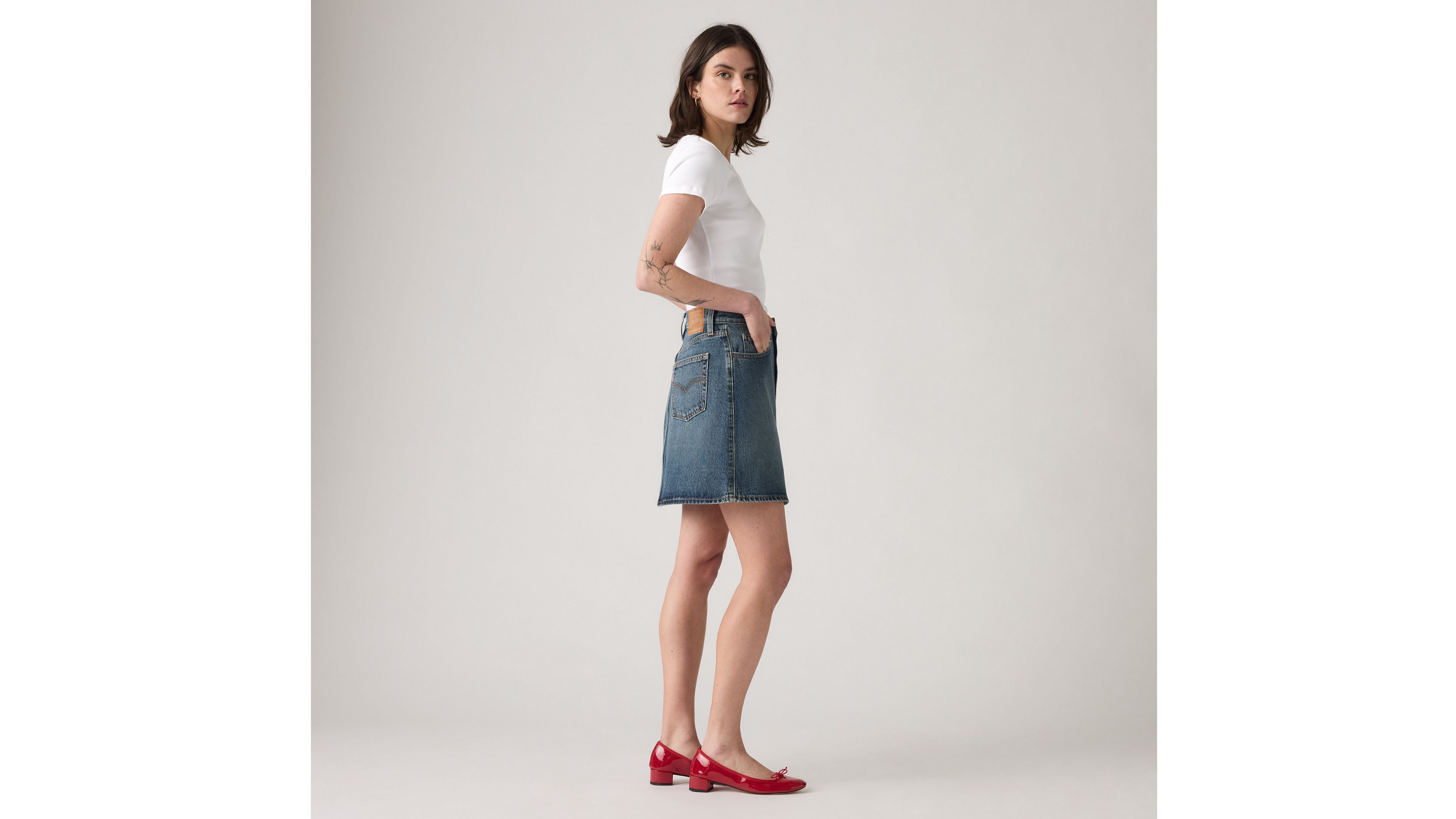RETRO BUTTON FRONT SKIRT EIGHT TRACK SK