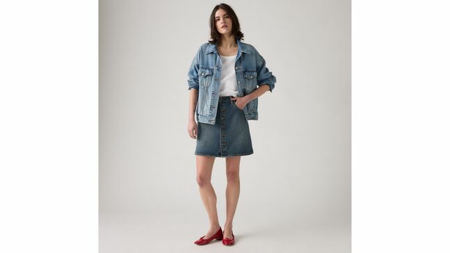 RETRO BUTTON FRONT SKIRT EIGHT TRACK SK