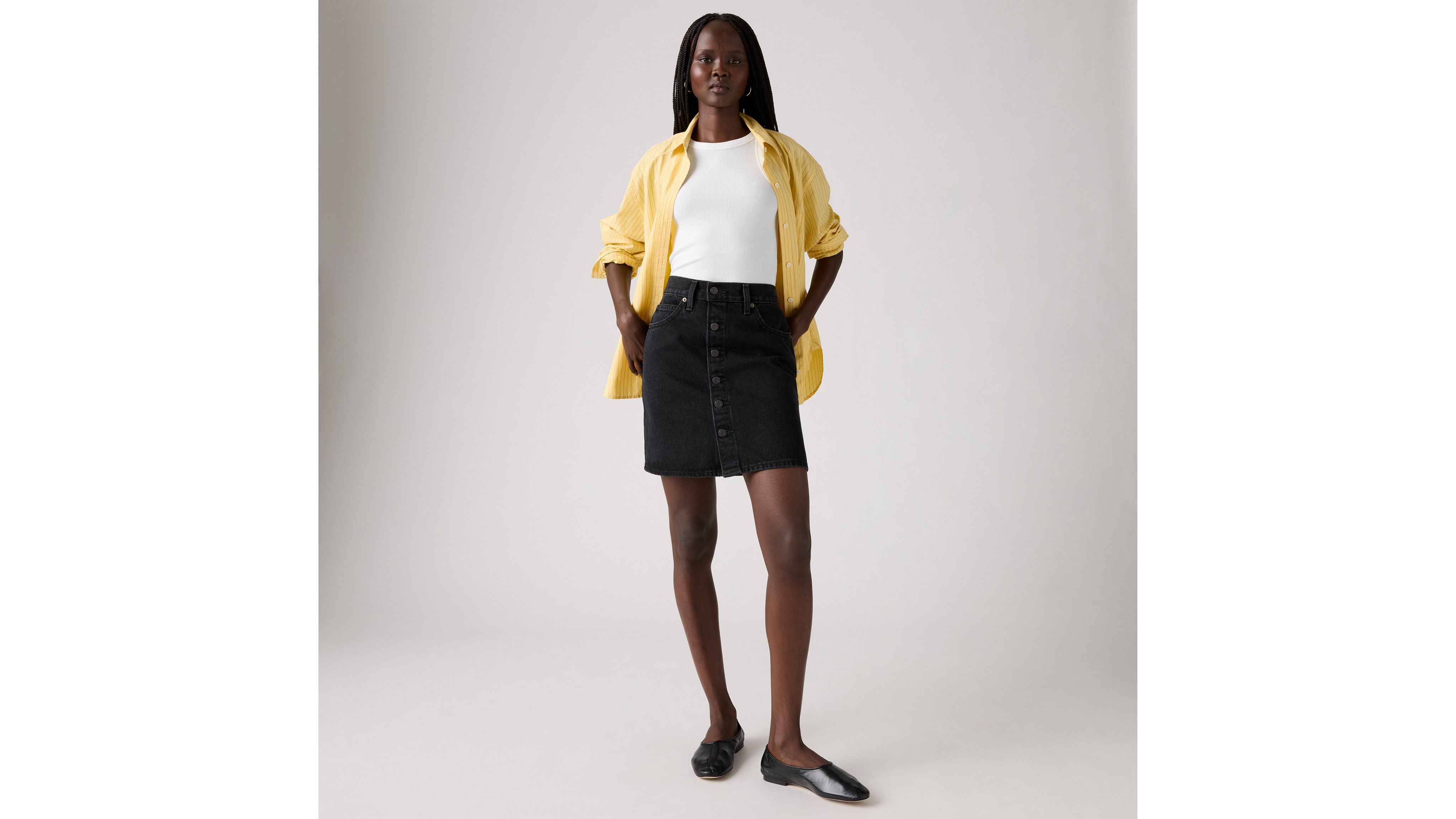 RETRO BUTTON FRONT SKIRT OPEN MIND