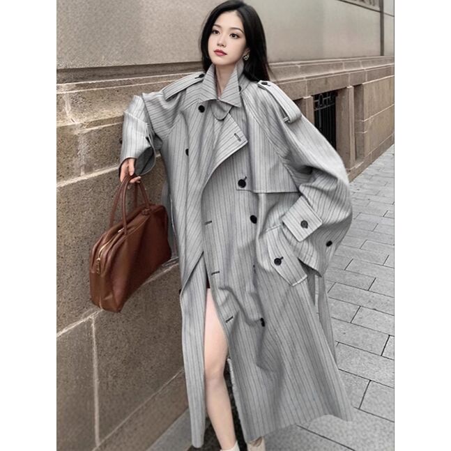 Long striped grey coat