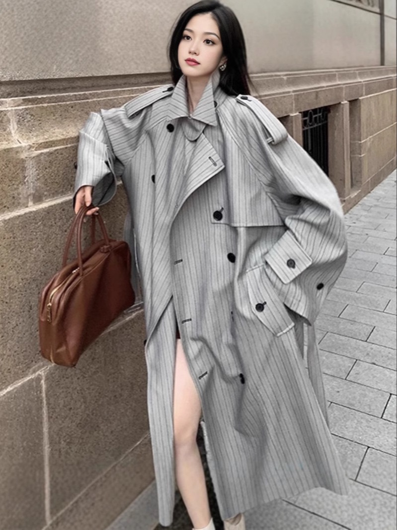 Long striped grey coat