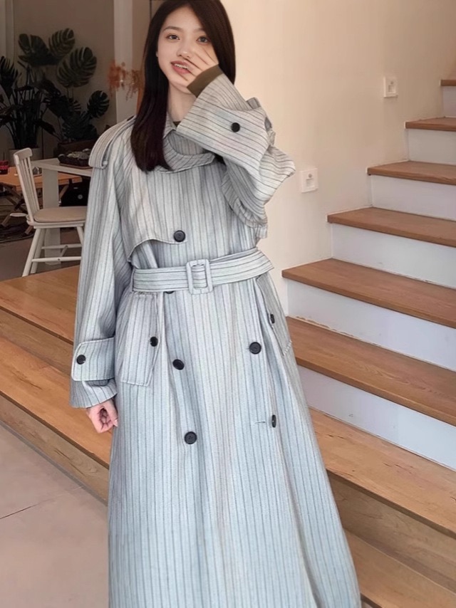 Long striped grey coat