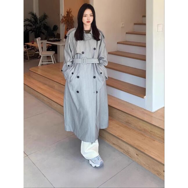 Long striped grey coat