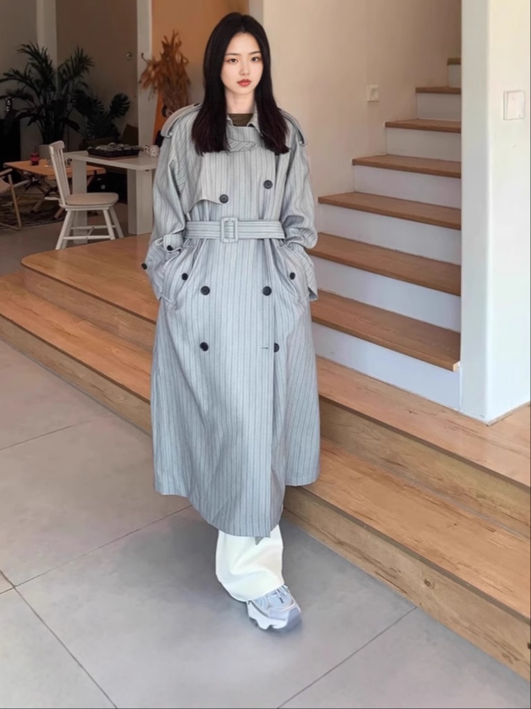 Long striped grey coat