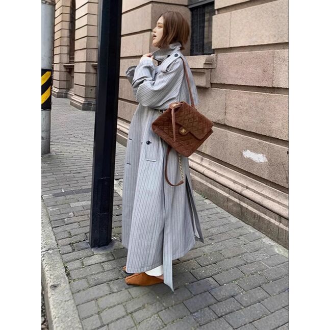 Long striped grey coat