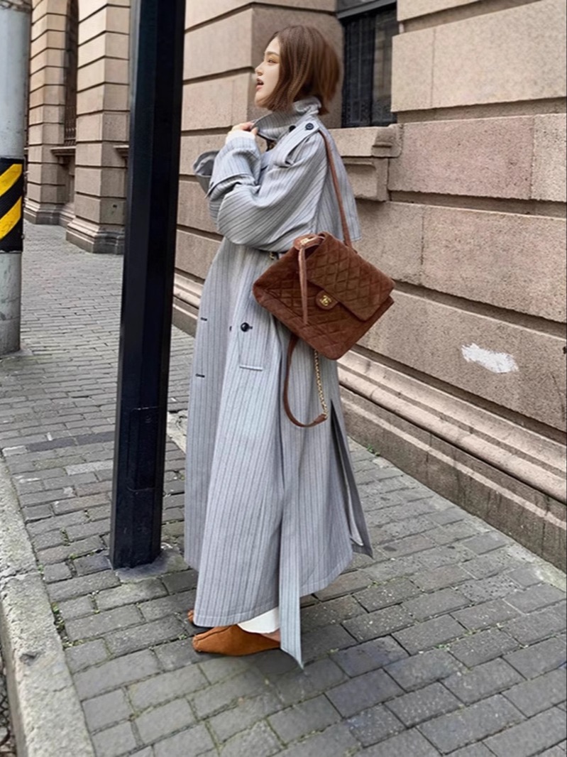 Long striped grey coat