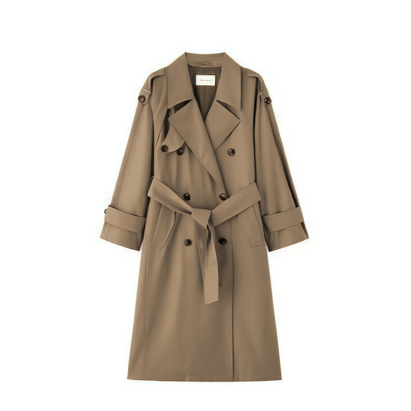 Beige long coat with belt