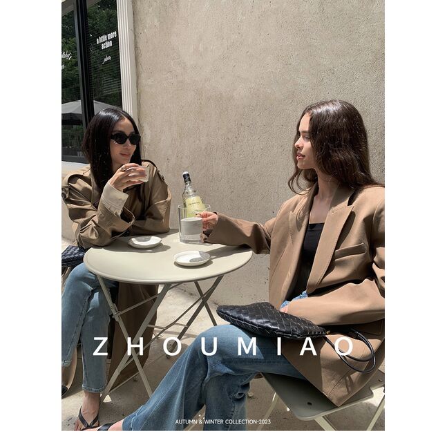 Beige long coat with belt