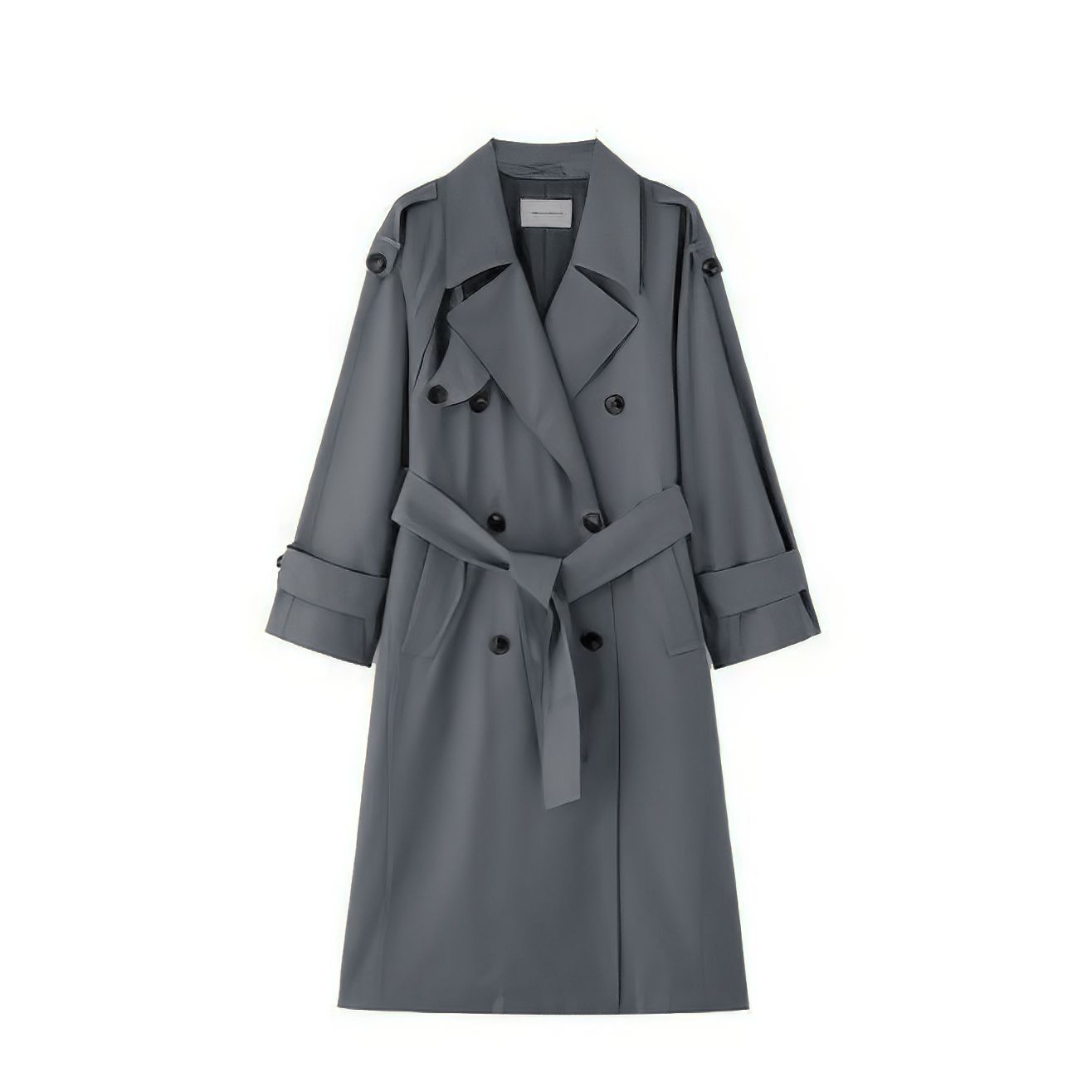 Grey long coat with belt