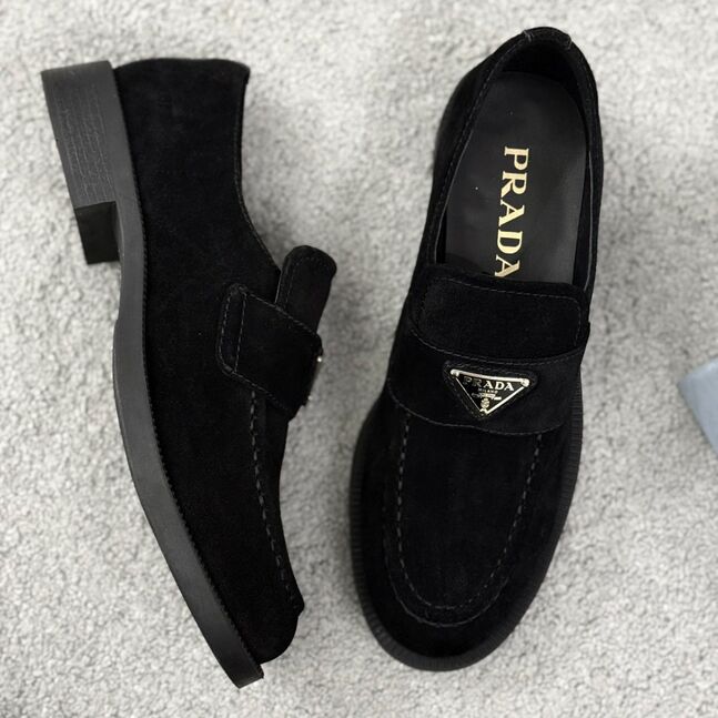 Prada suede loafers black