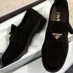 Prada suede loafers black