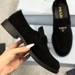 Prada suede loafers black