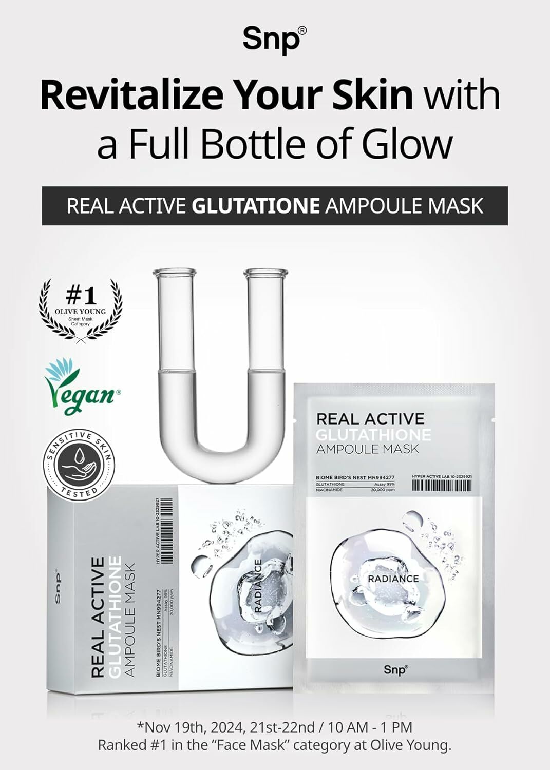 SNP REAL ACTIVE BRIGHTENING AMPOULE MASK 1PCS