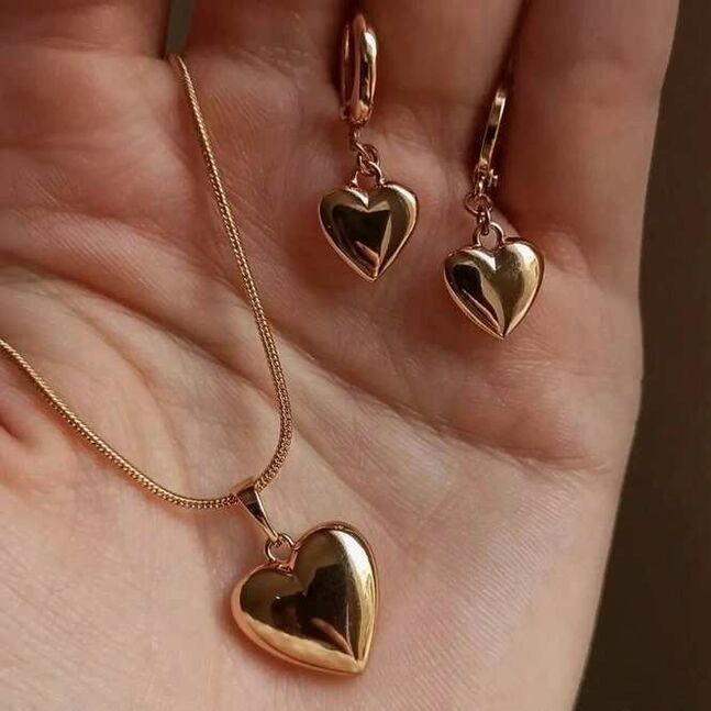  heart necklace & earrings