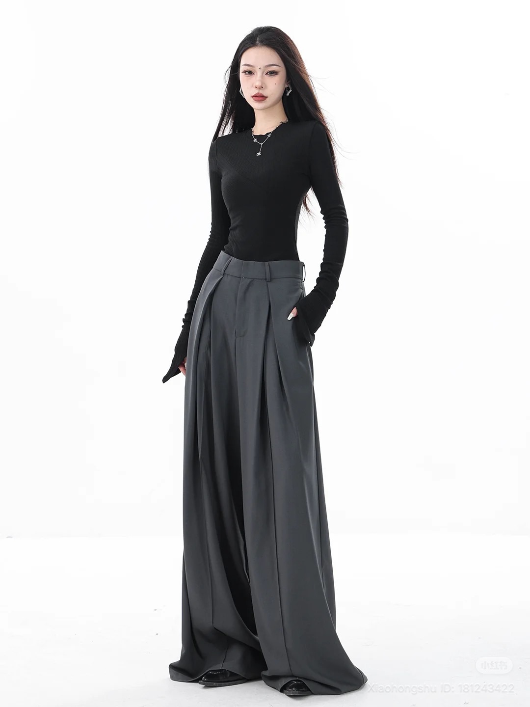 Loose office wide leg pants