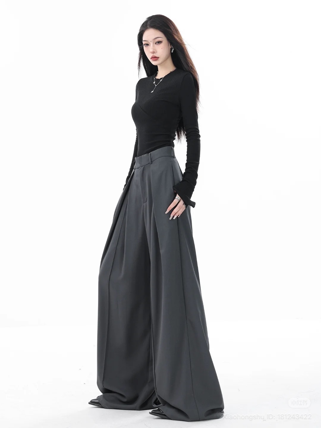 Loose office wide leg pants