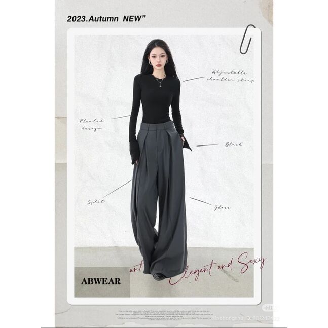 Loose office wide leg pants