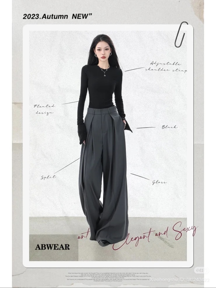 Loose office wide leg pants