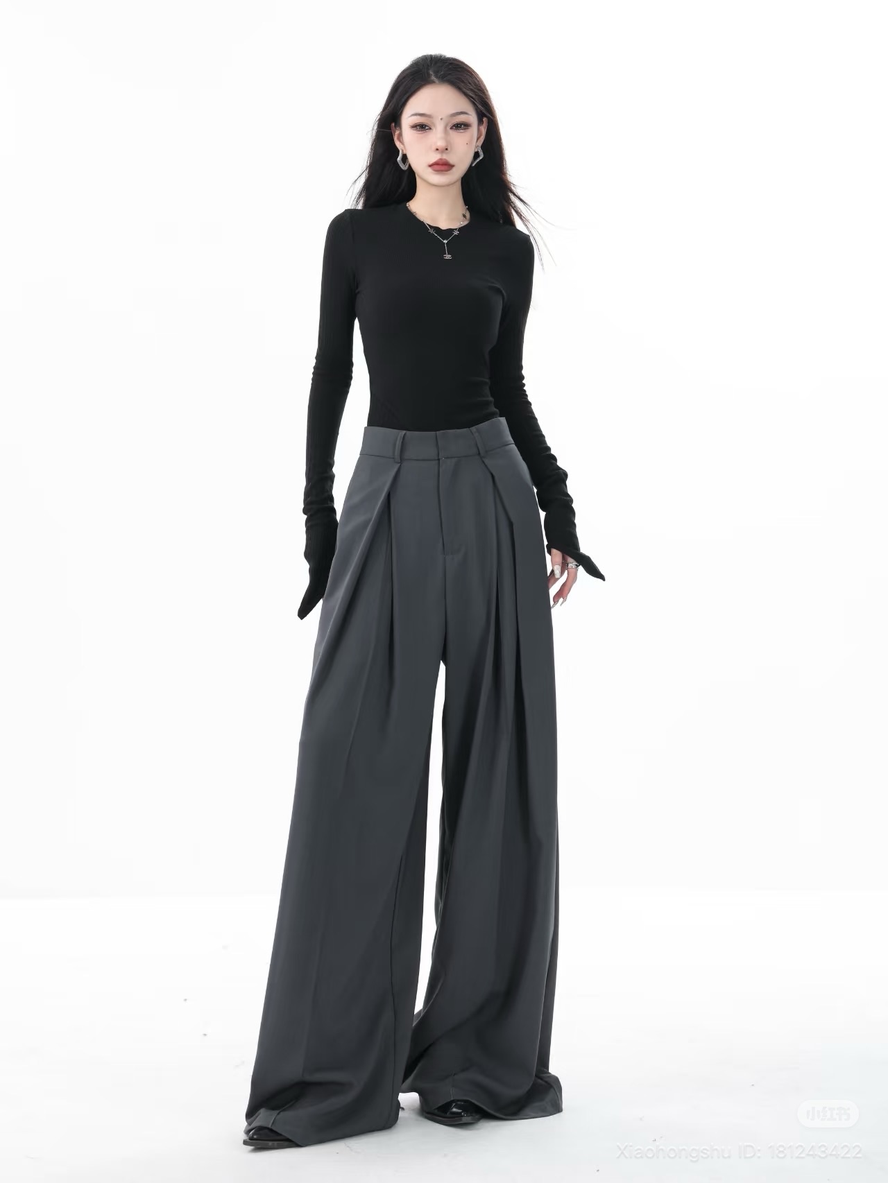 Loose office wide leg pants
