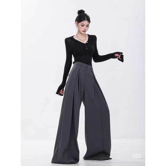 Loose office wide leg pants