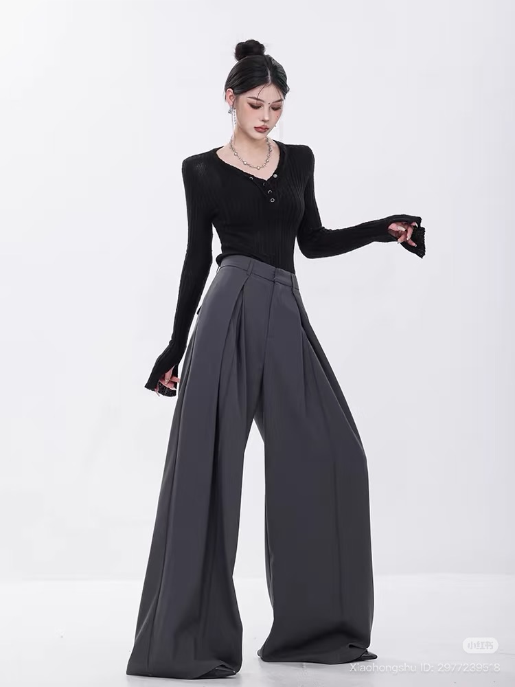 Loose office wide leg pants