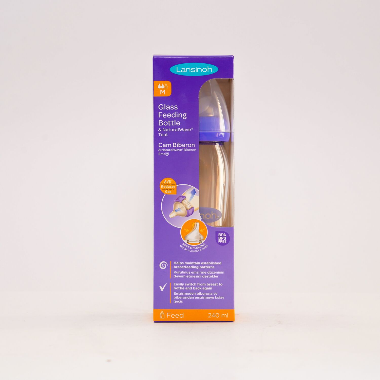 Lansinoh Glass feeding bottle M 240ml