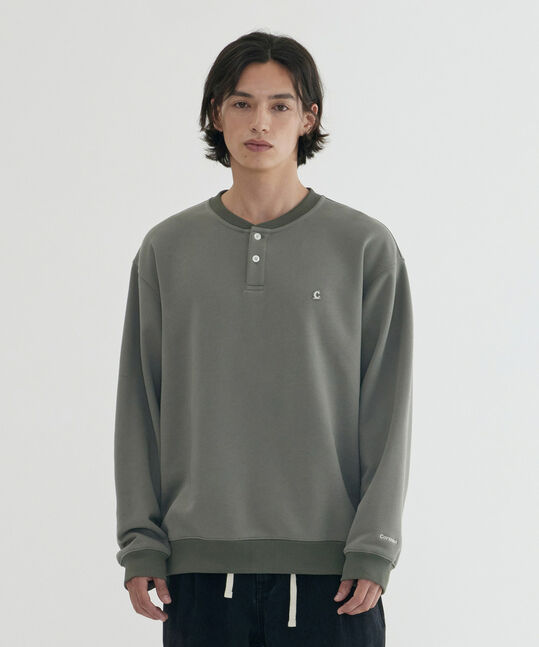 Henley Neck Sweatshirt
